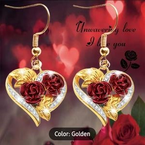 NWT Heart Rose Earrings